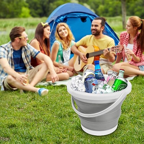 Collapsible Mop Bucket and Ice Bucket-5L(1.3 Gallon) Household Cleaning Silicone Dust Mops Bucket with no Wringer Set,Portable Bathroom Cleaning Supplies Bucket for Cleaning Caddy Spin Mops for Floor - Image 5