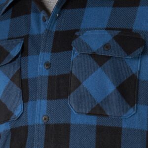 Wrangler Authentics Men's Long Sleeve Heavyweight Fleece Shirt Blue Buffalo Plaid Large - Image 2